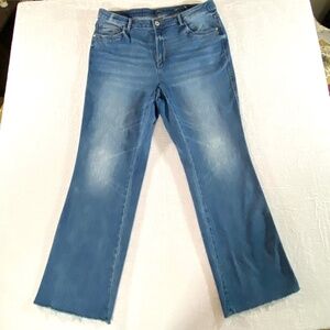 J Jill Size 18R High Rise Bootcut Soft Comfy Jeans with Distressed Pant Cuffs